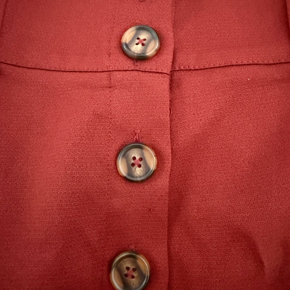 Rust Button Front Mini Skirt - Picture 3 of 7
